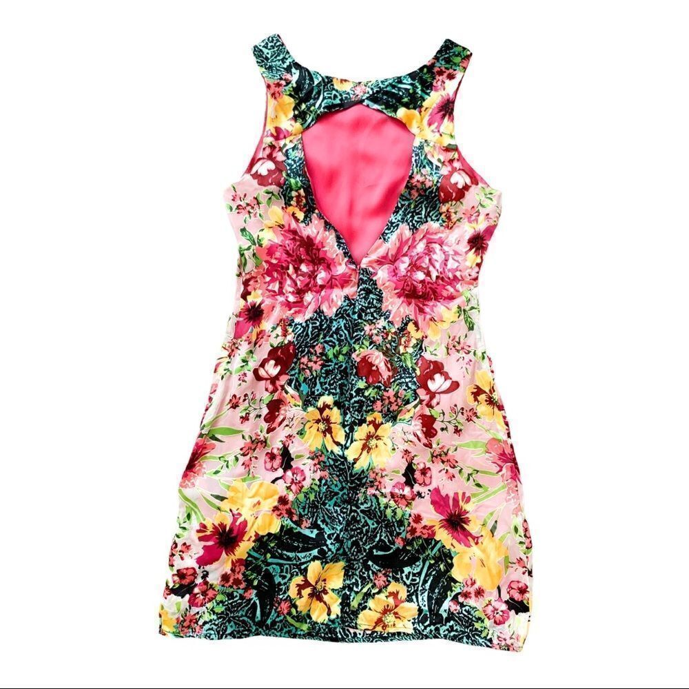 NWT Lavender Brown Floral Silk Shift Midi Dress - Picture 6 of 6